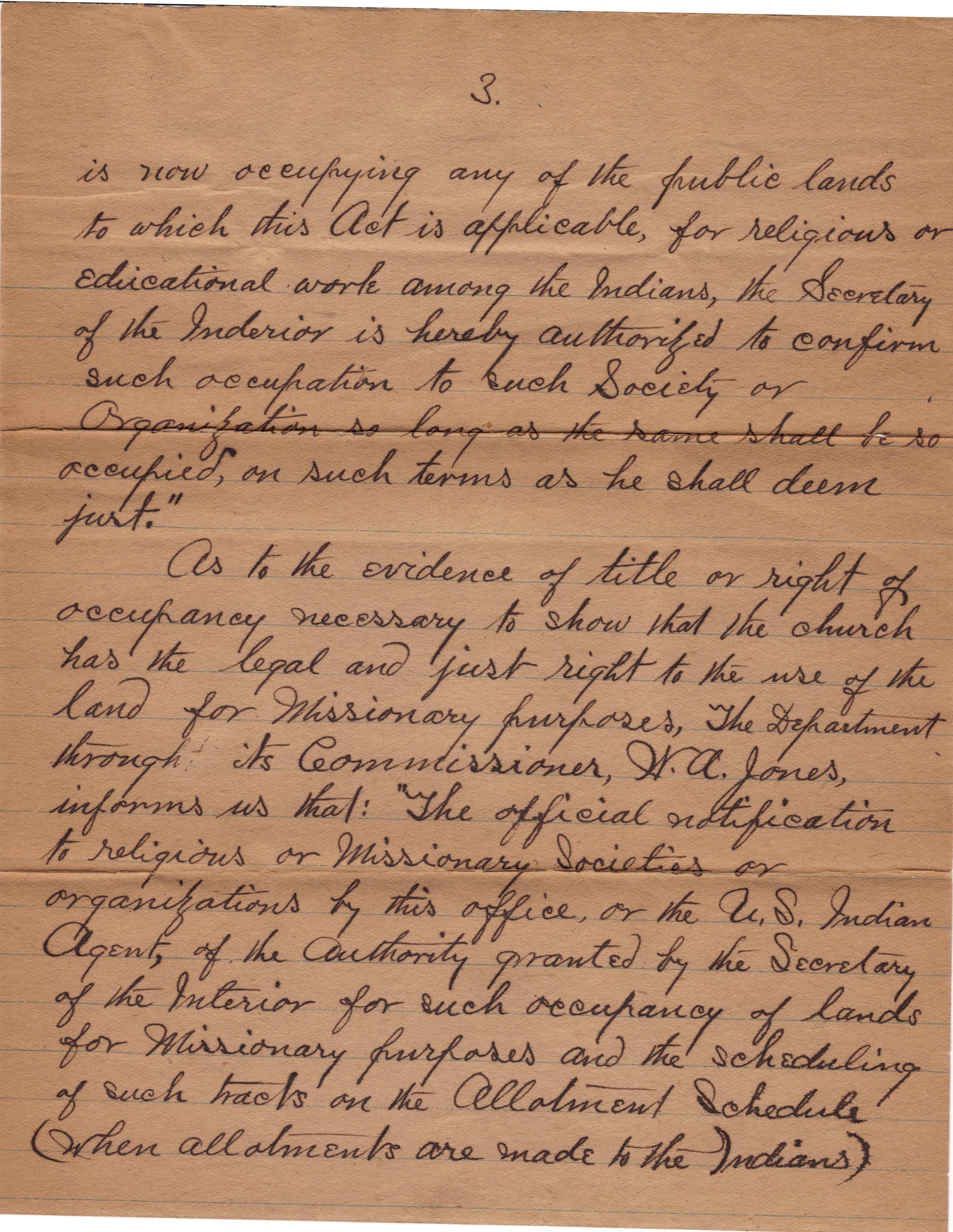 April 22, 1902: Winnebago Mission land papers (3)